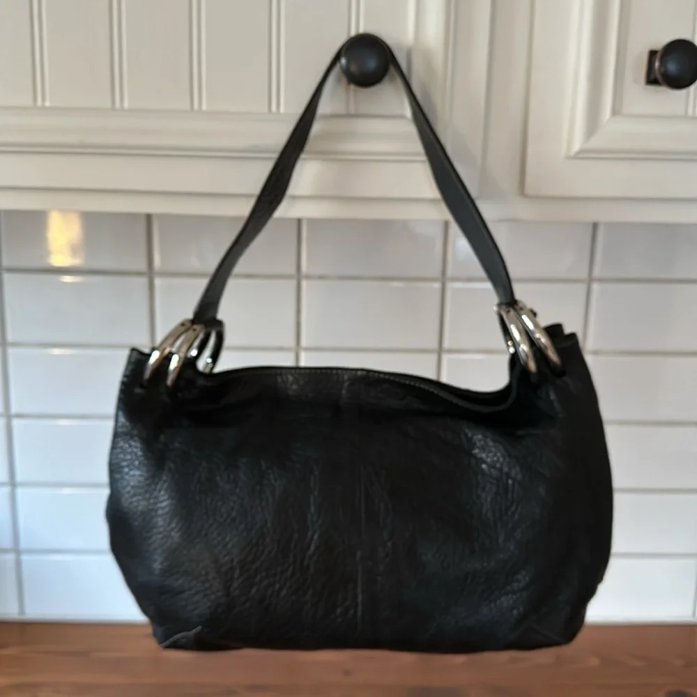 FURLA Black Pebbled Leather Hobo Bag